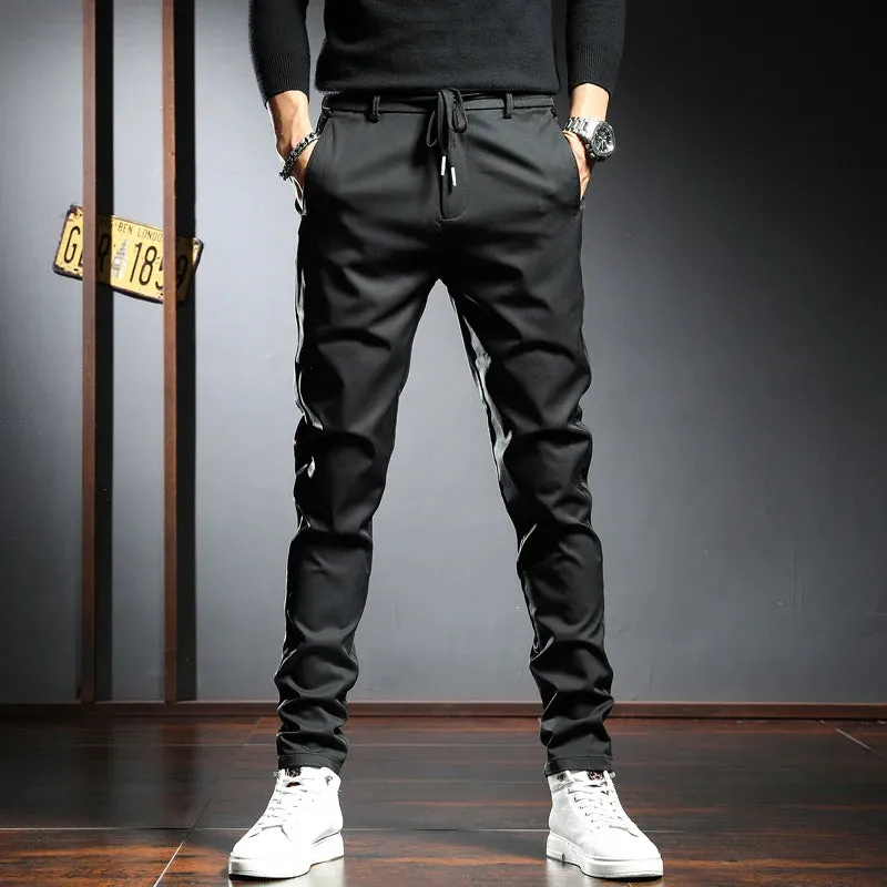 Men's Black Casual Pants - Autumn Korean Style Golf Stretch Slim Fit Trousers