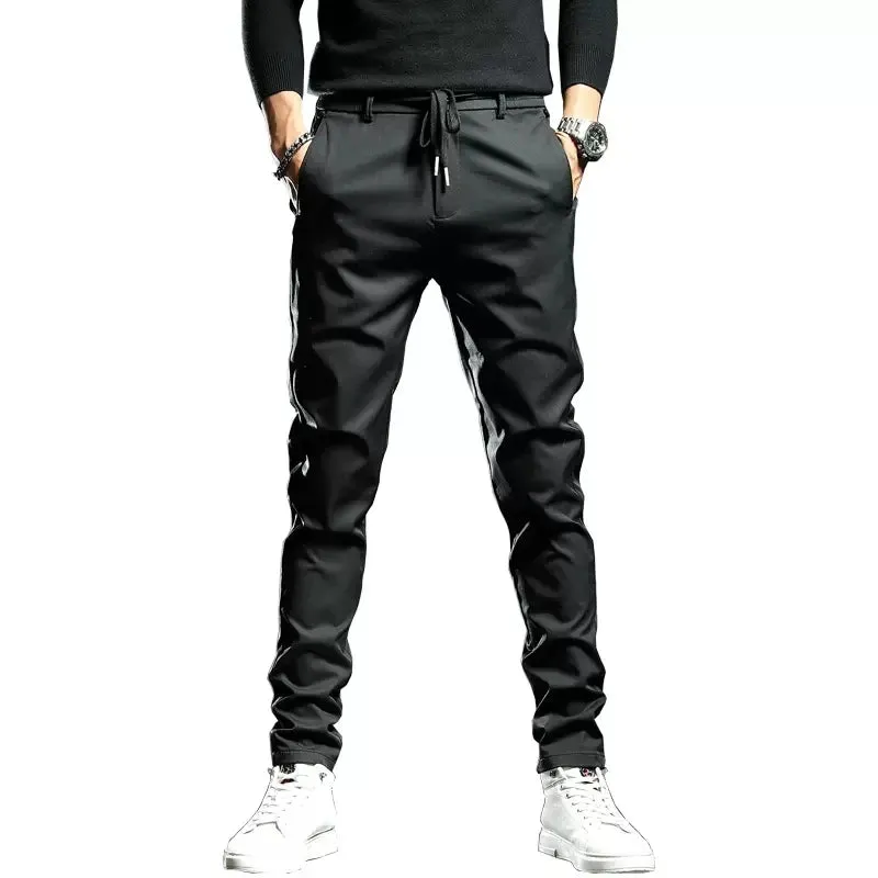 Men's Black Casual Pants - Autumn Korean Style Golf Stretch Slim Fit Trousers