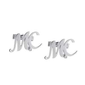 Men's Cufflinks with Natural Diamond Personalized Silver Jewelry