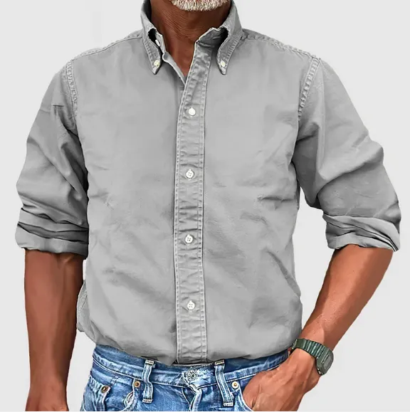 Men's Elegant Band Collar Oxford Shirt