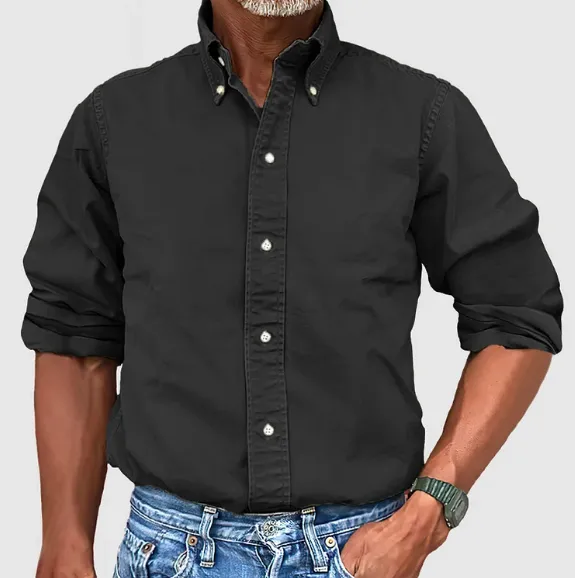 Men's Elegant Band Collar Oxford Shirt