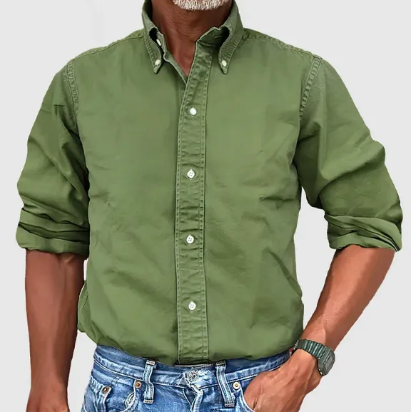 Men's Elegant Band Collar Oxford Shirt