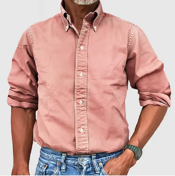 Men's Elegant Band Collar Oxford Shirt