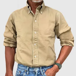 Men's Elegant Band Collar Oxford Shirt