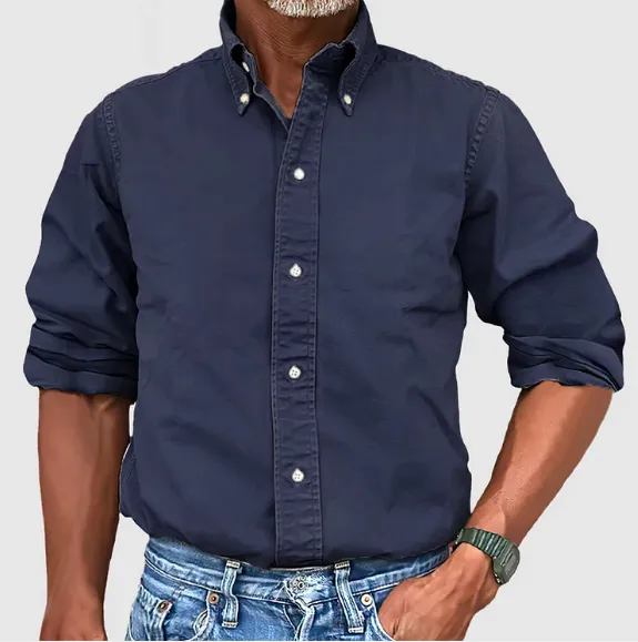 Men's Elegant Band Collar Oxford Shirt