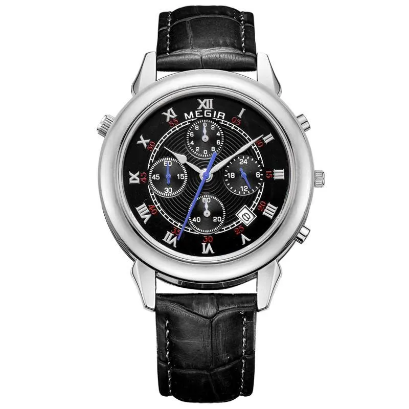 Men's Thick Leather Bank Luxury Watch