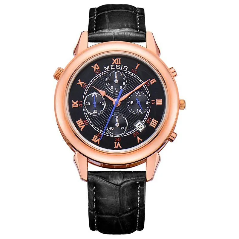 Men's Thick Leather Bank Luxury Watch