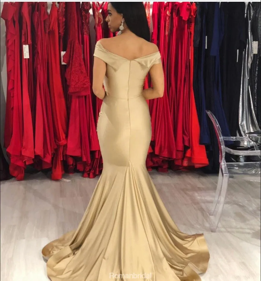 Mermaid Off Shoulder Elegant Cheap Prom Dress With Pleats, PD0625