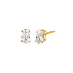 Mini CZ Oval Stud Earring