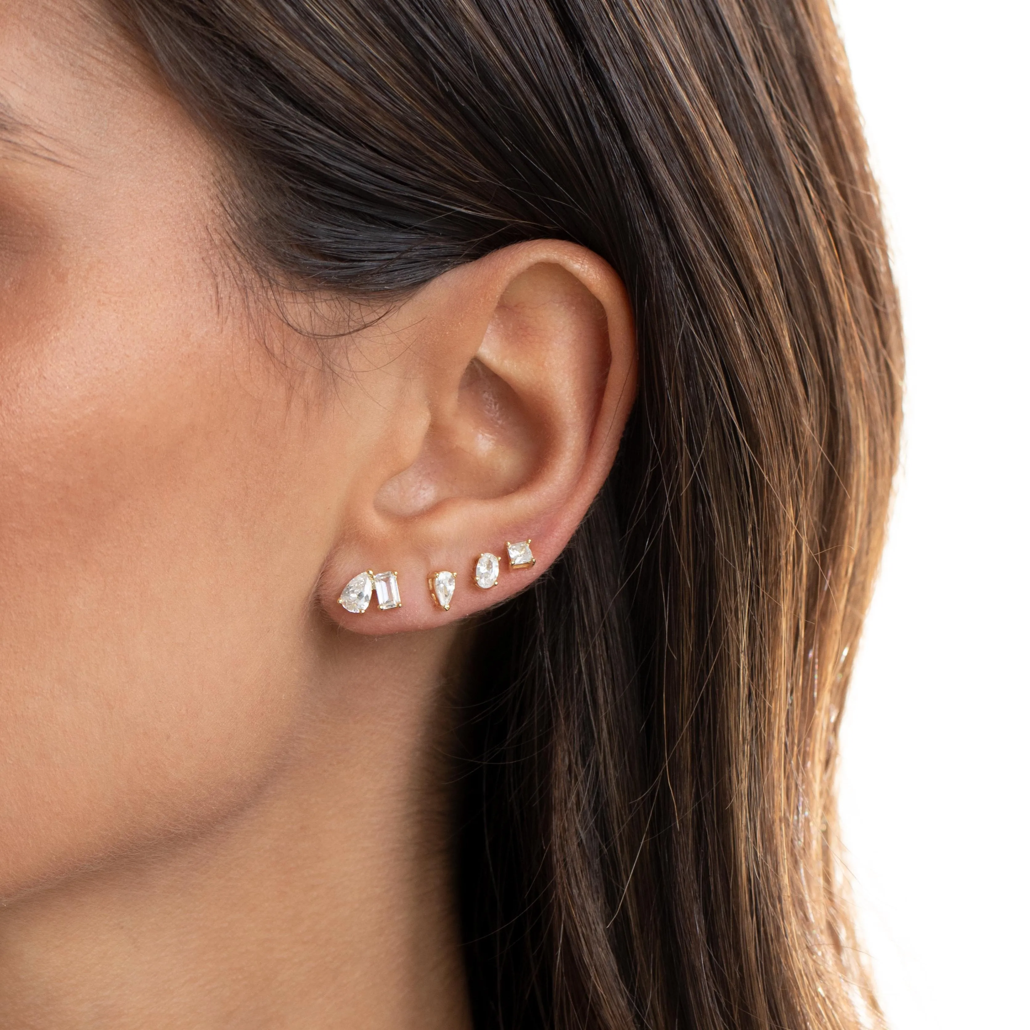 Mini CZ Oval Stud Earring