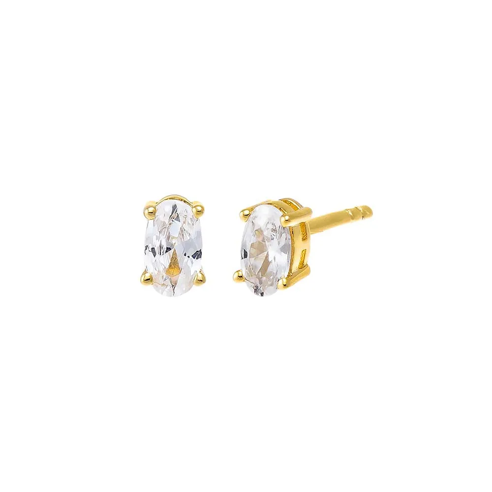 Mini CZ Oval Stud Earring