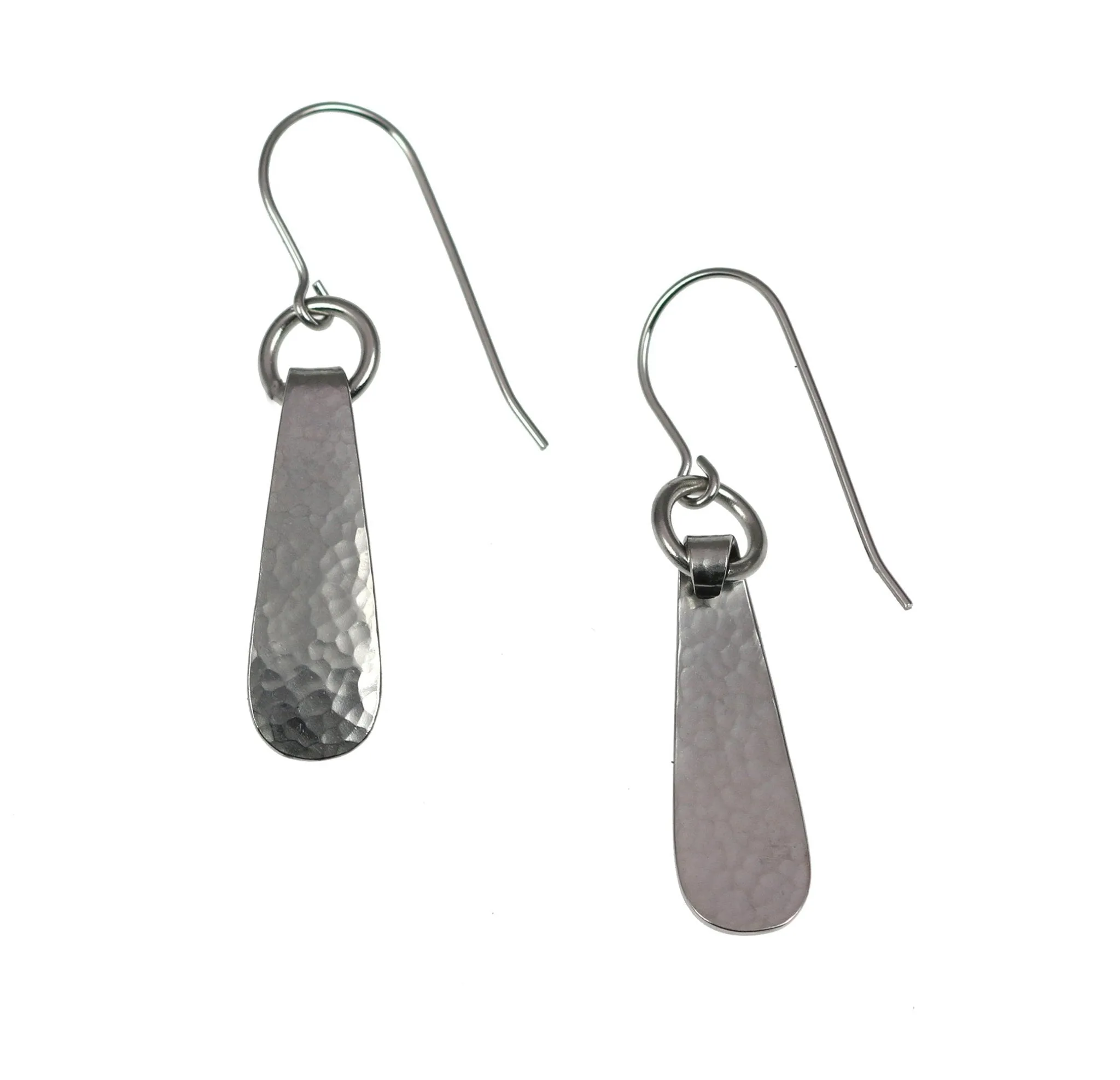 Mini Hammered Stainless Steel Drop Earrings