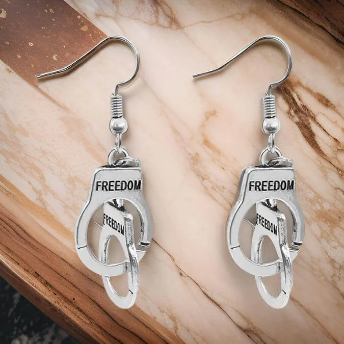 Mini Handcuffs FREEDOM Shackles Earrings