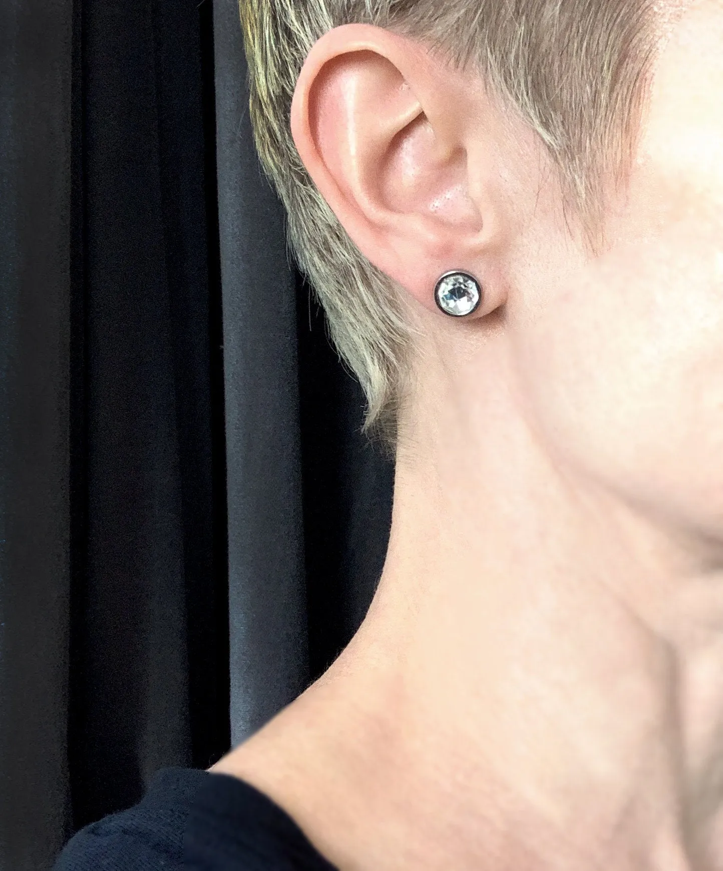 Modern Clear Crystal Stud Earrings with Stainless Steel