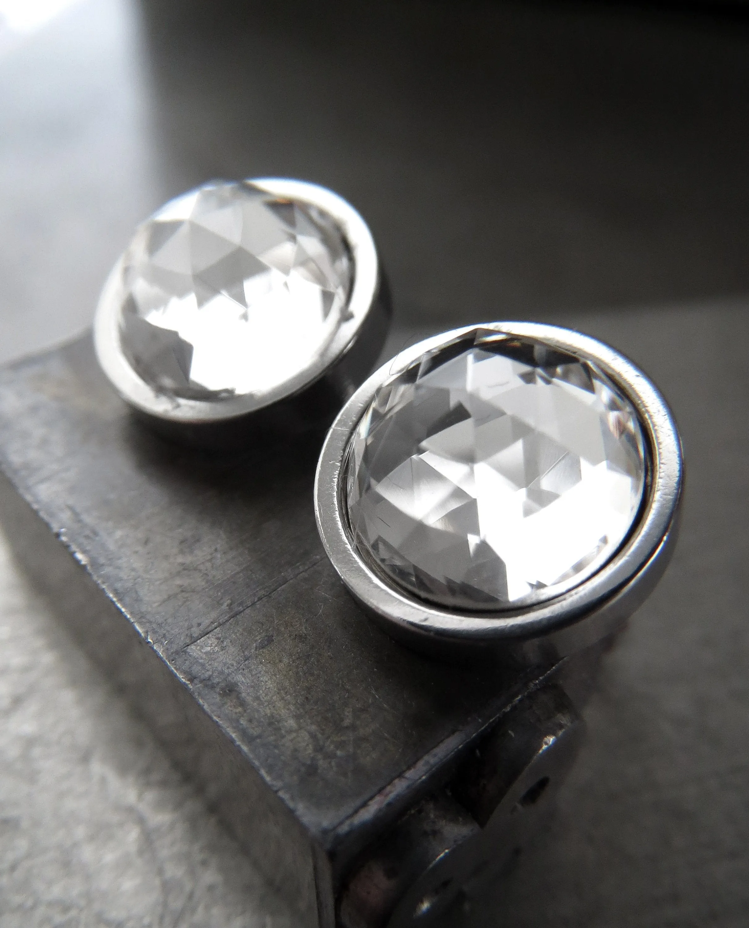 Modern Clear Crystal Stud Earrings with Stainless Steel