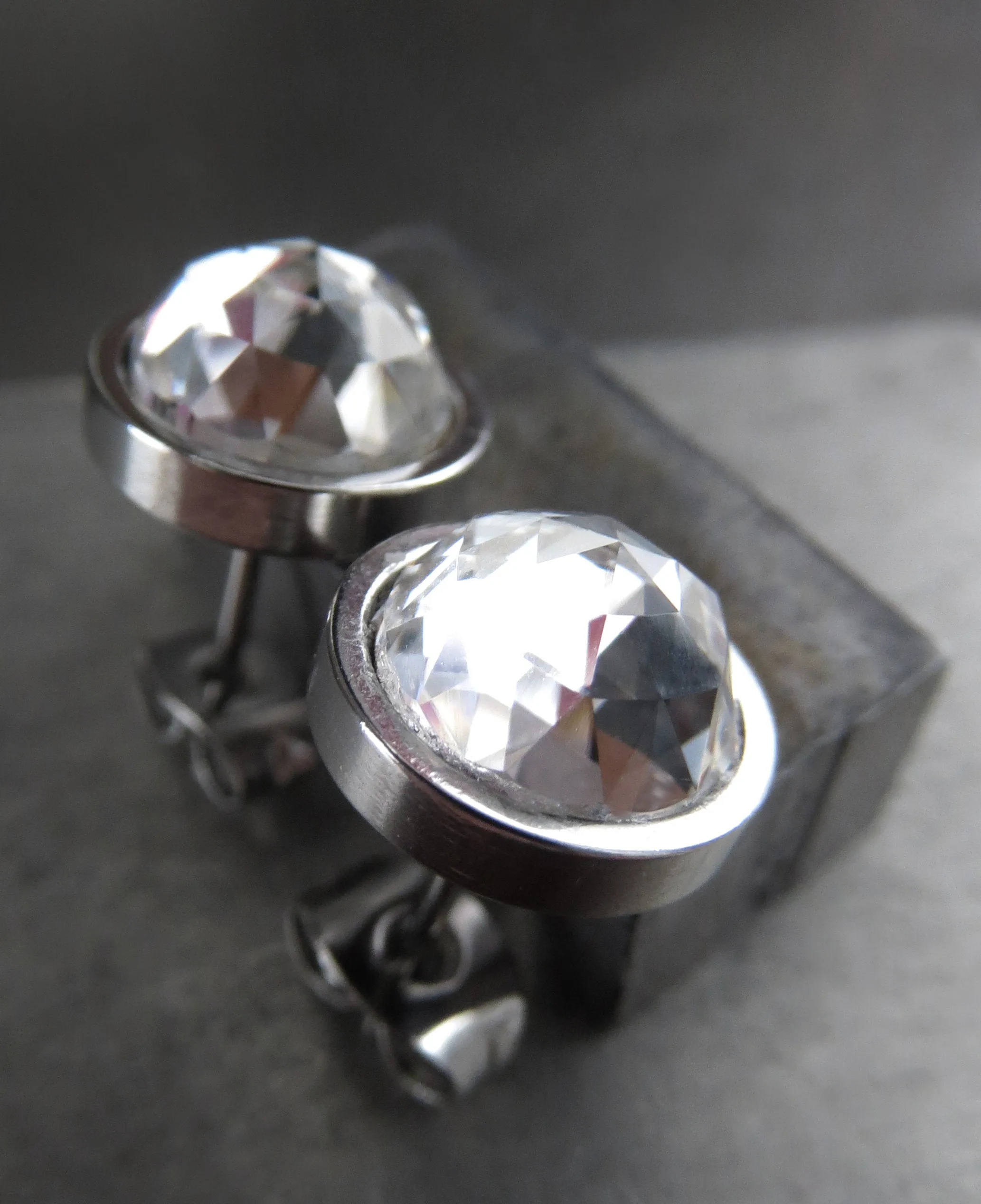 Modern Clear Crystal Stud Earrings with Stainless Steel