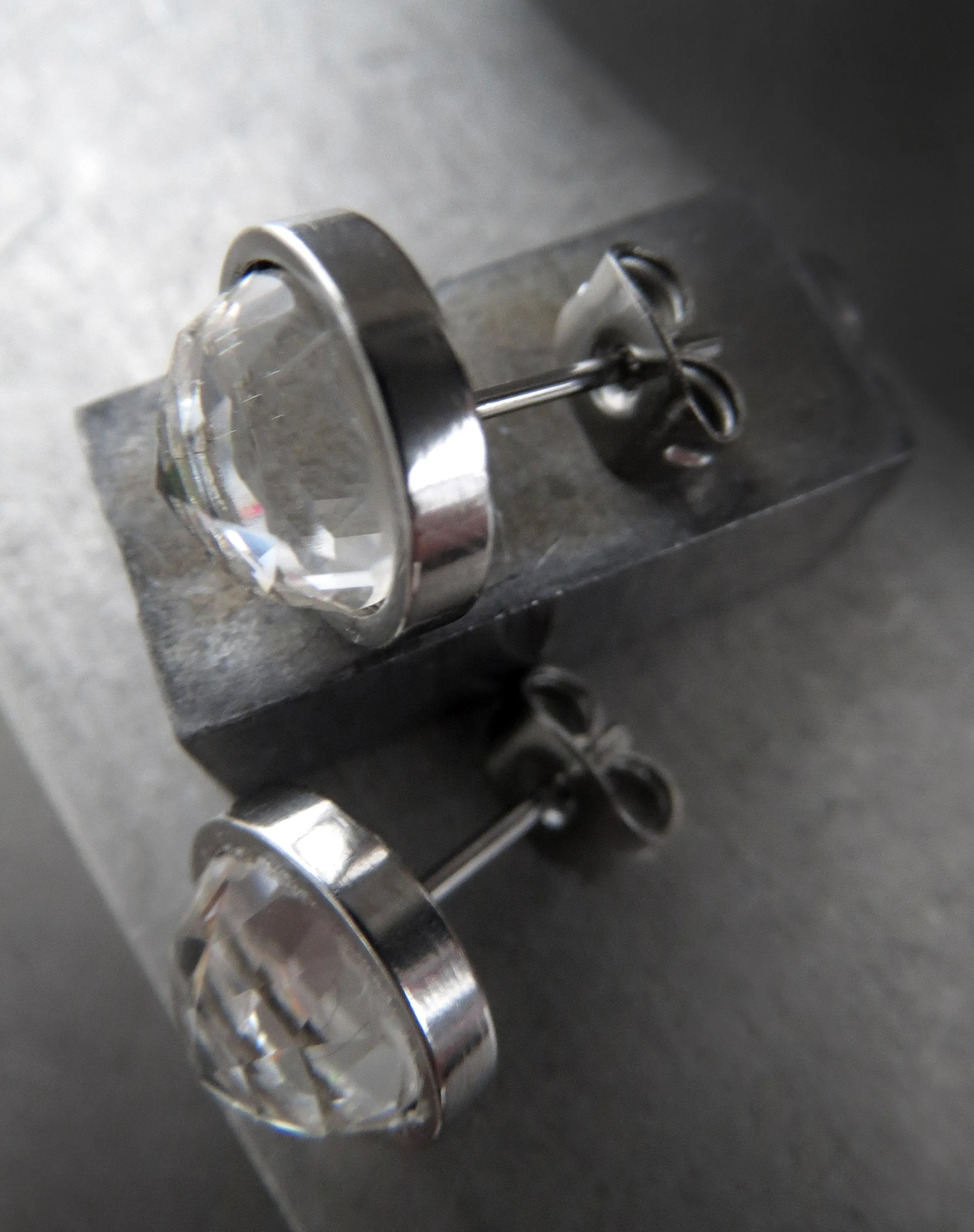 Modern Clear Crystal Stud Earrings with Stainless Steel