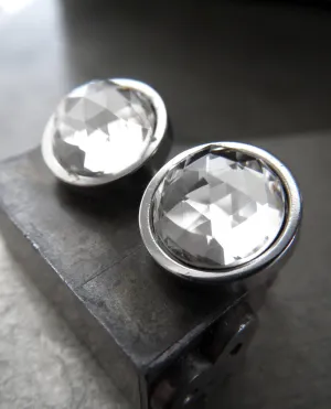 Modern Clear Crystal Stud Earrings with Stainless Steel