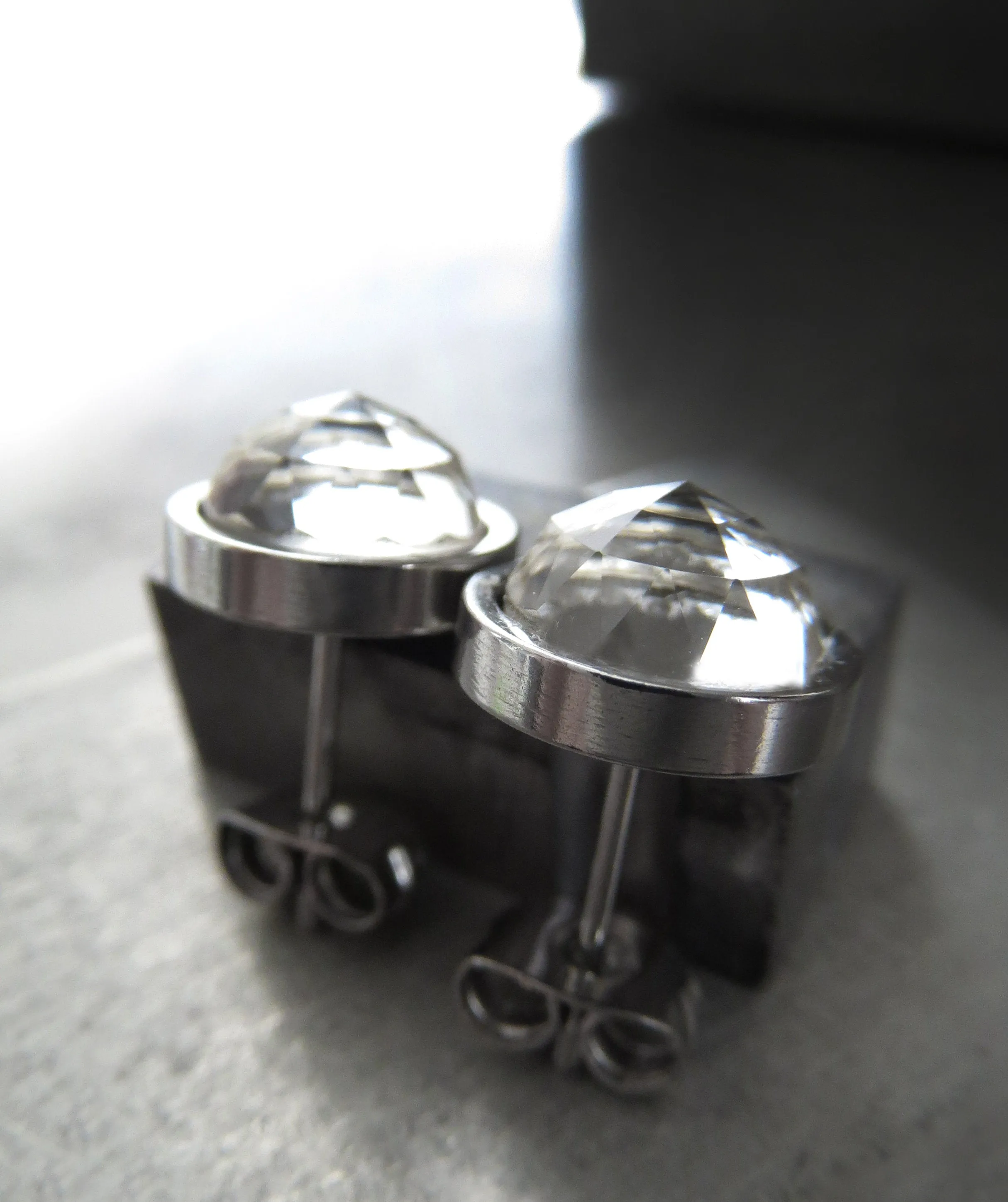 Modern Clear Crystal Stud Earrings with Stainless Steel
