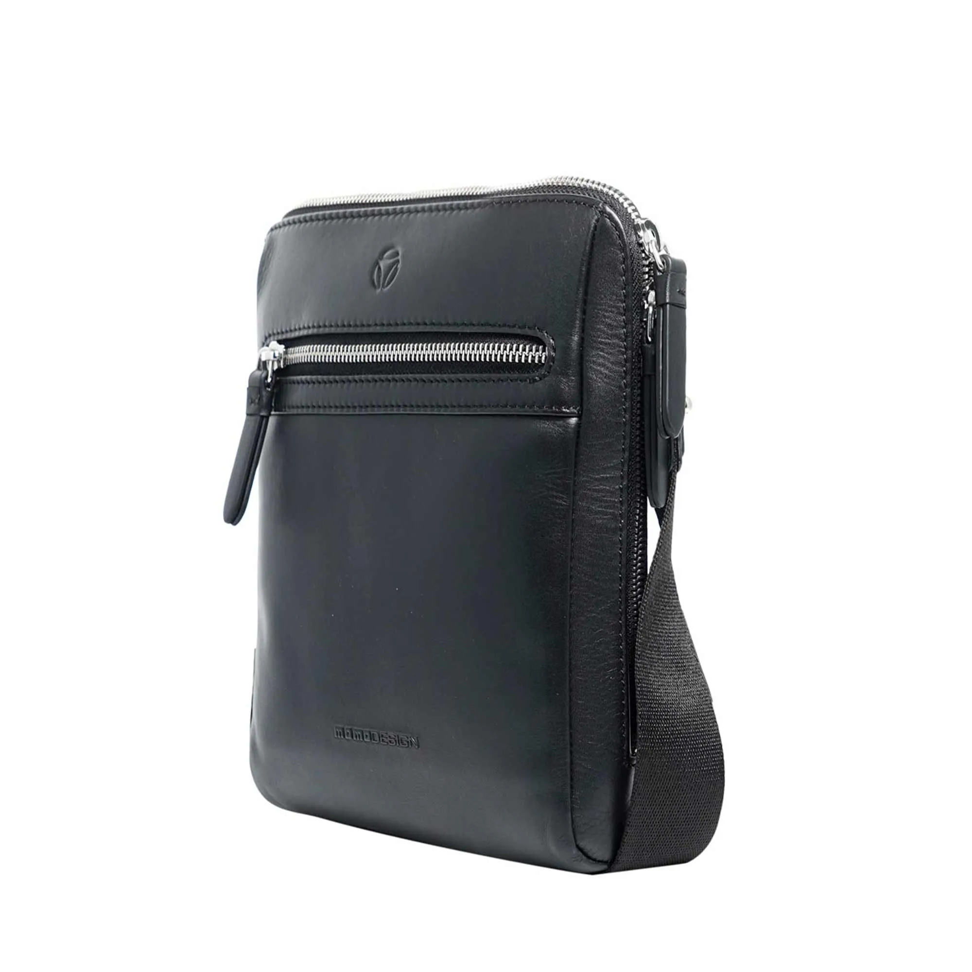 Momodesign Tracolla Business Logo in Pelle Nera