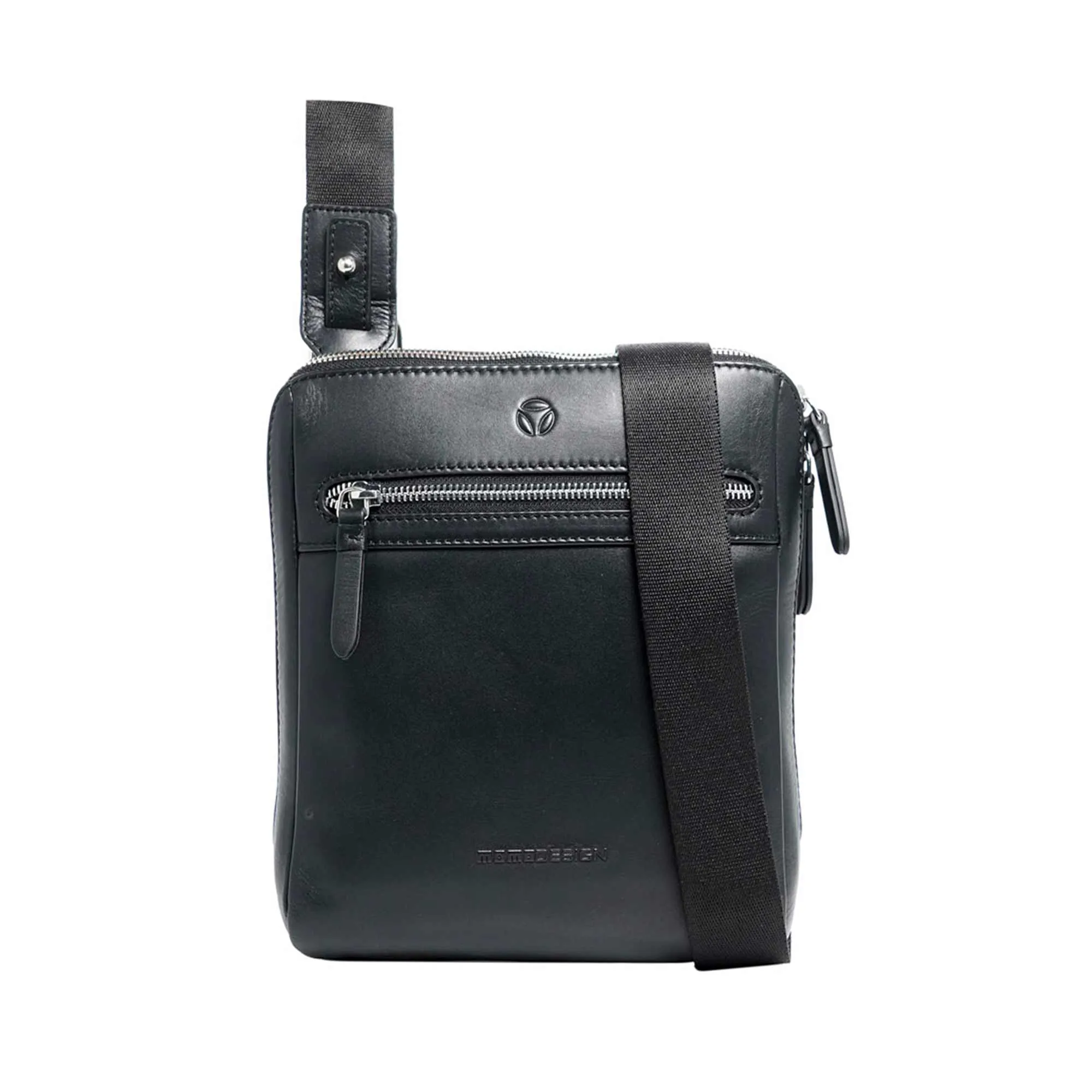 Momodesign Tracolla Business Logo in Pelle Nera