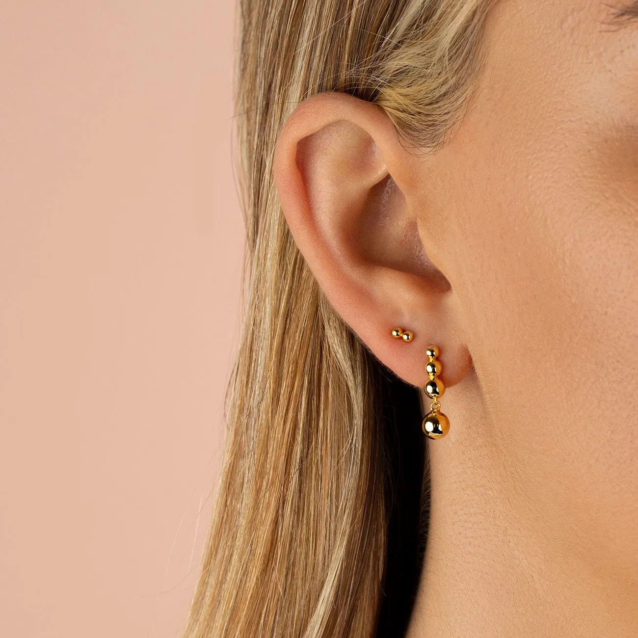 Multi Ball Charm Huggie Earring