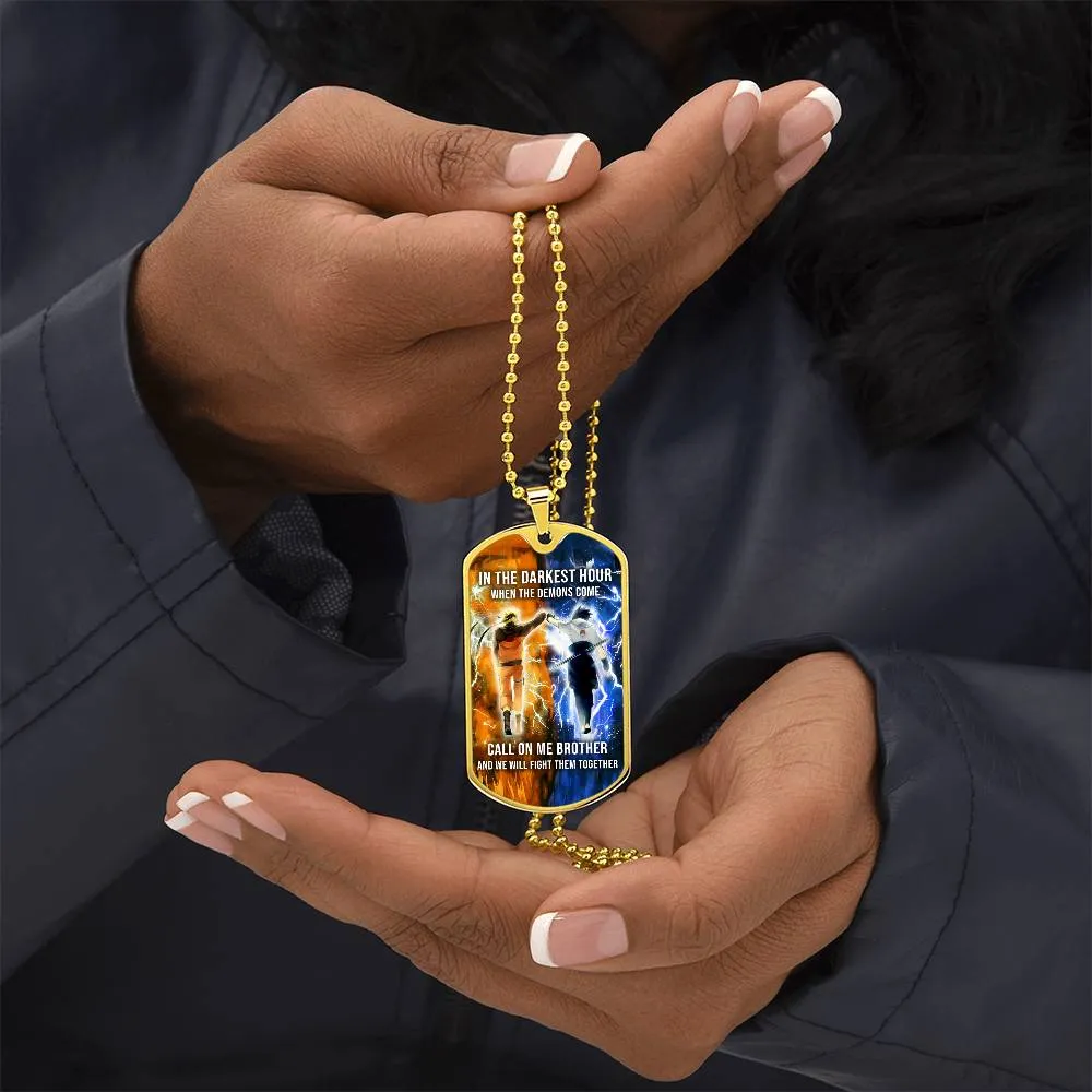 Naruto - Call On me Brother - Uzumaki Naruto  - Uchiha Sasuke  - Military Ball Chain - Luxury Dog Tag