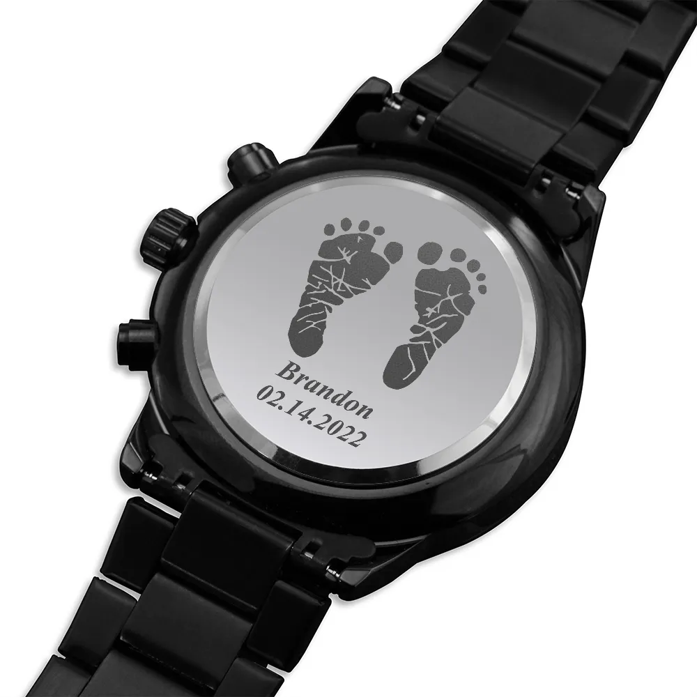 New Dad Gift Personalized, Actual Baby Footprint Watch, Actual Baby Handprint Watch, Engraved Watch for New Dad, Fathers Day Gift