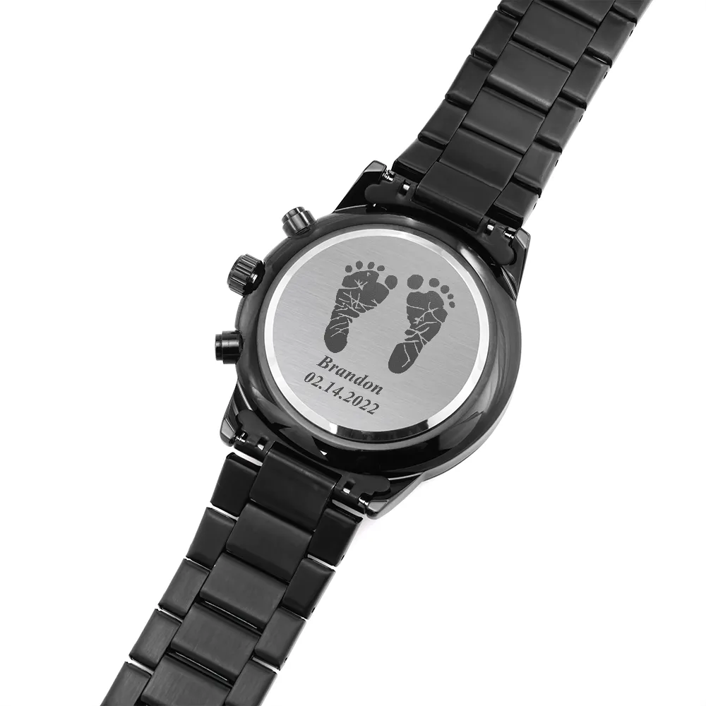New Dad Gift Personalized, Actual Baby Footprint Watch, Actual Baby Handprint Watch, Engraved Watch for New Dad, Fathers Day Gift