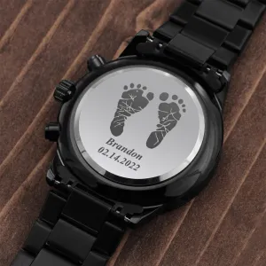 New Dad Gift Personalized, Actual Baby Footprint Watch, Actual Baby Handprint Watch, Engraved Watch for New Dad, Fathers Day Gift