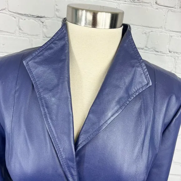 NWOT VINTAGE |•TERRY LEWIS•| Purple Leather Blazer Jacket Size Medium