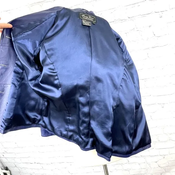 NWOT VINTAGE |•TERRY LEWIS•| Purple Leather Blazer Jacket Size Medium