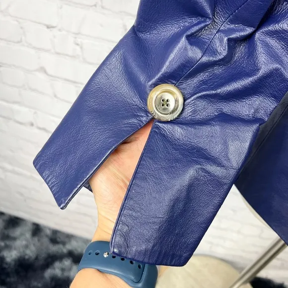 NWOT VINTAGE |•TERRY LEWIS•| Purple Leather Blazer Jacket Size Medium