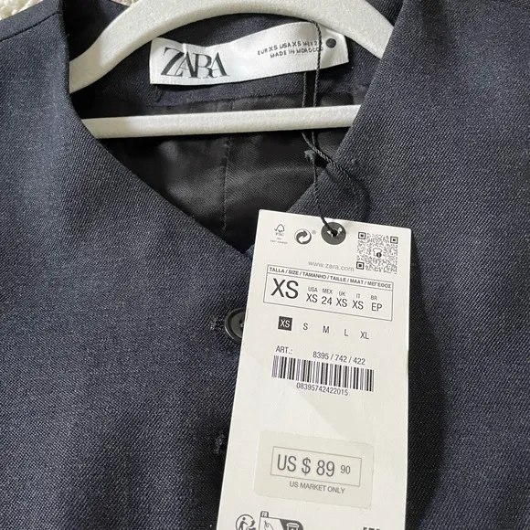 NWT ZARA Long Button Down Vest