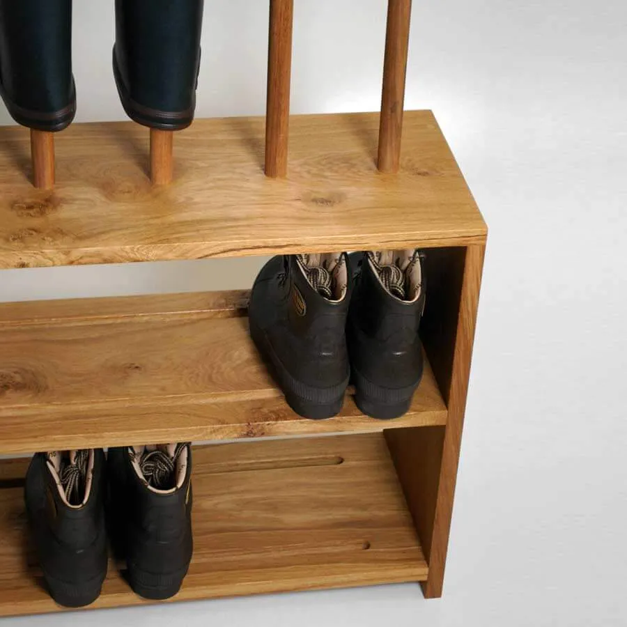 Oak Wellington and Shoe Rack (3 pair)