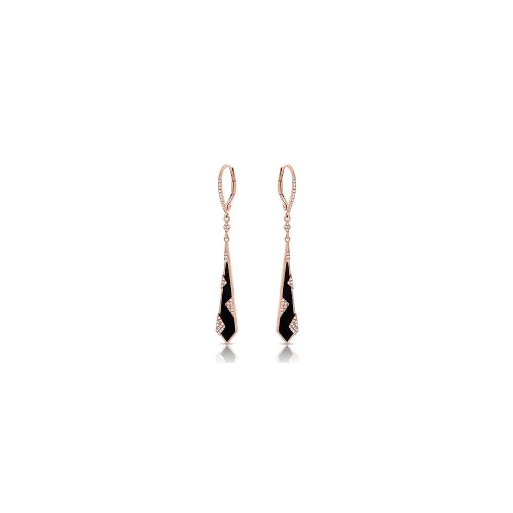 Onyx and Pavé Diamond Long Earrings