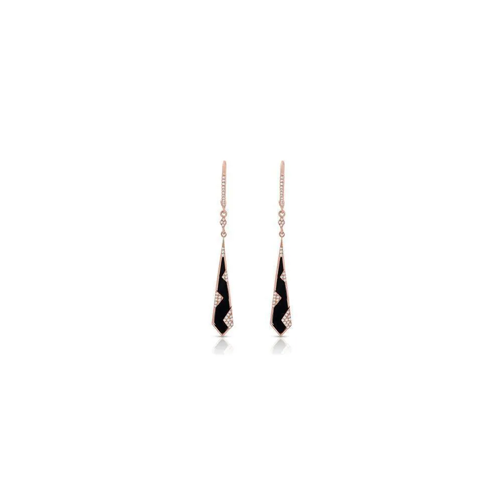 Onyx and Pavé Diamond Long Earrings