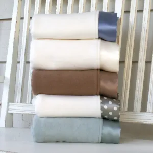 Organic Cotton Fleece Baby Blanket with Straight Silk Trim