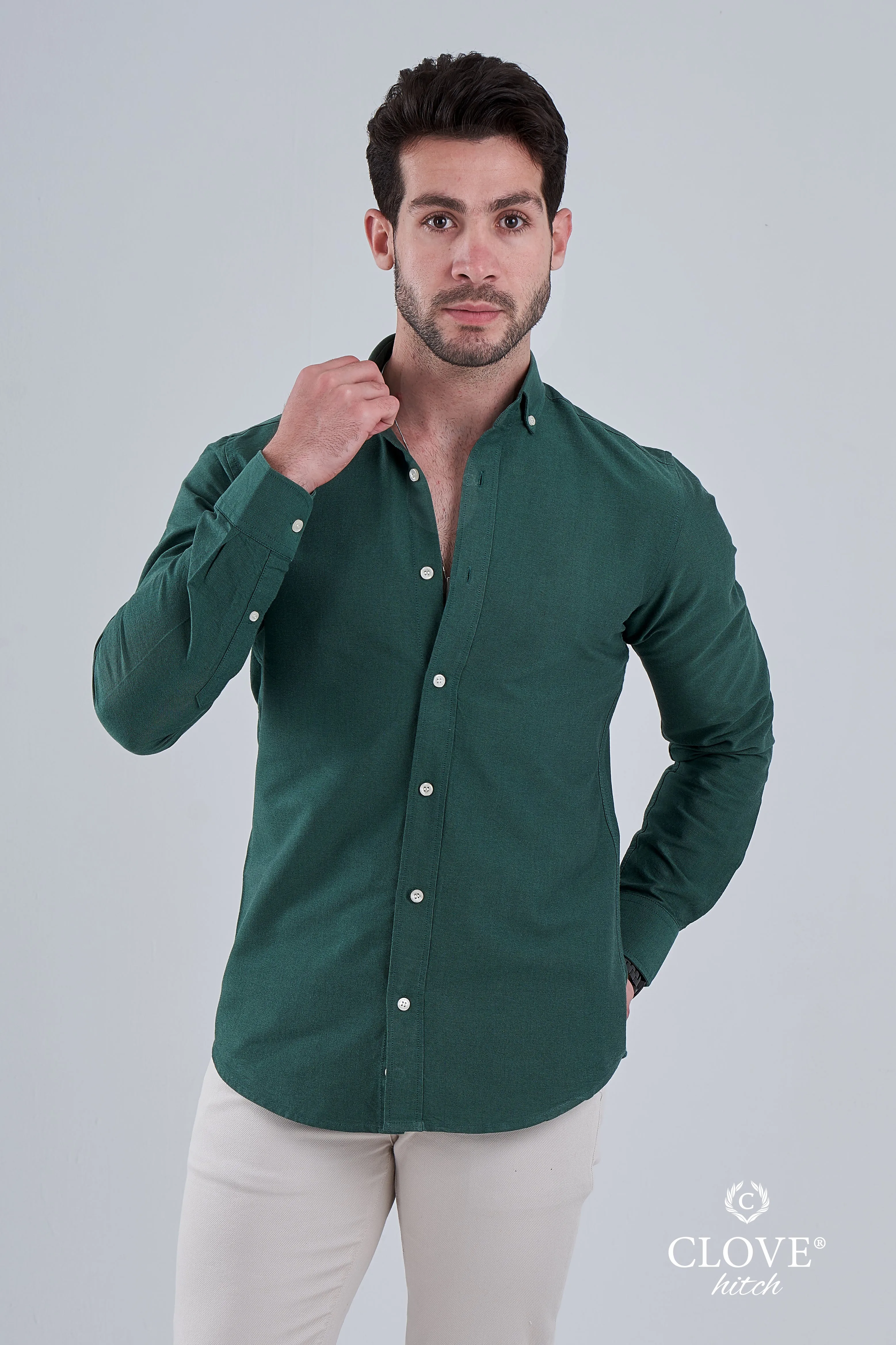 Oxford Cotton Shirt (No Pocket) - Olive