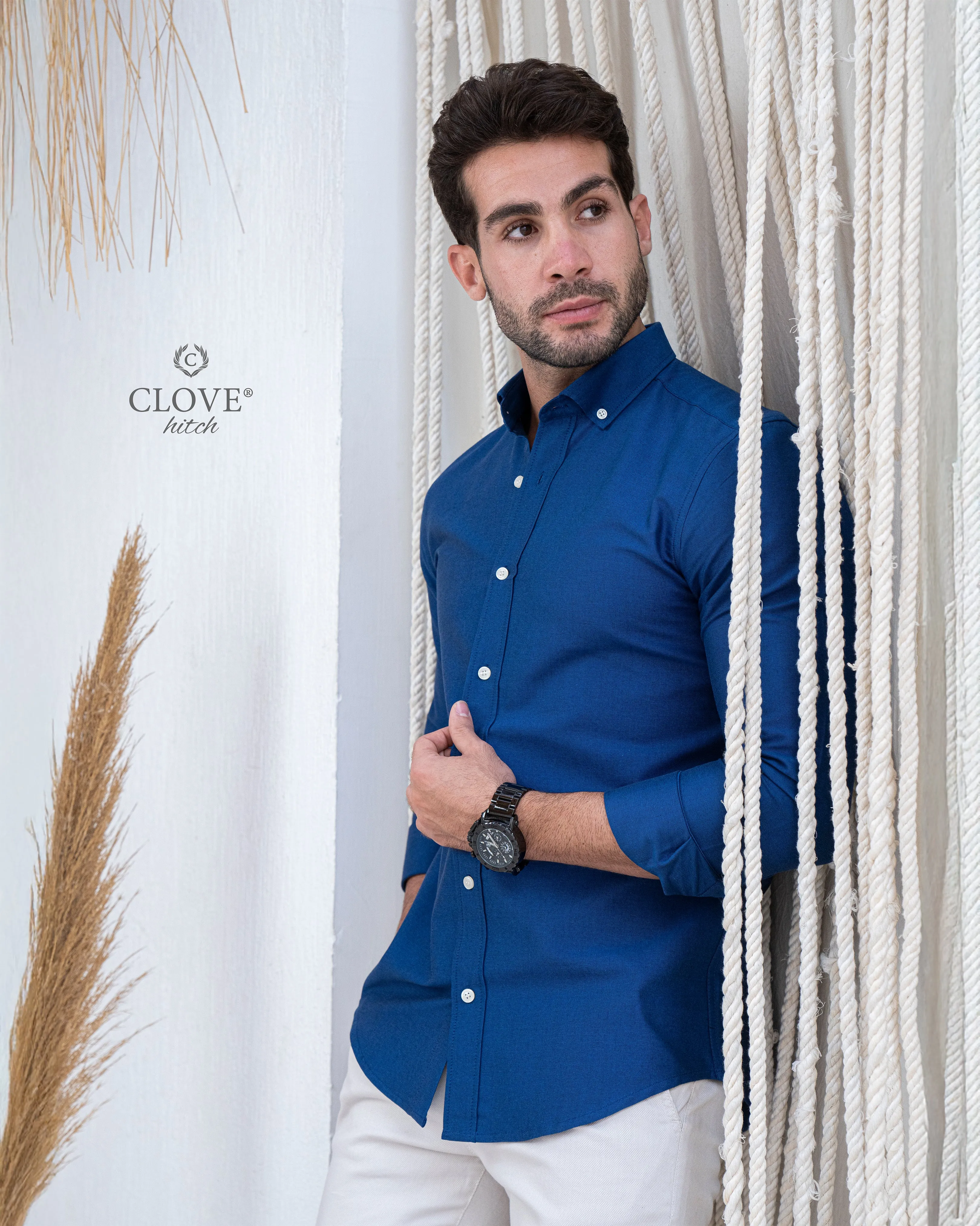 Oxford Cotton Shirt (No Pocket) - Pepsi Blue