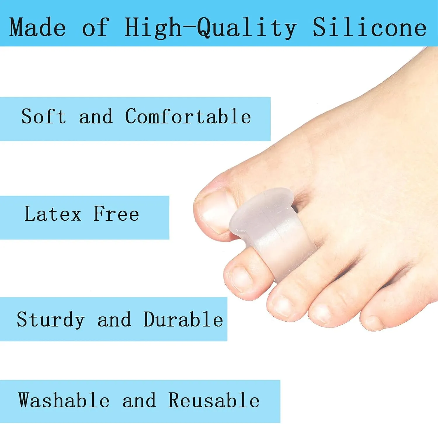 Pack of 12 Gel Toe Separator, (1/4" Thick) Big Toe Spacers, Single Loop Toe Spreader for Bunions, Overlapping Toe, Corrector and Spacer (Clear)