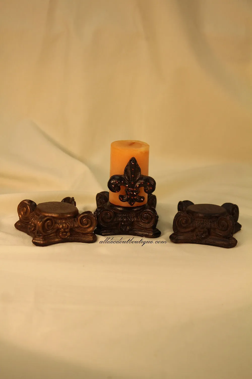 Pillar Candle Holder| 2" x 3" Ceramic Sandoval