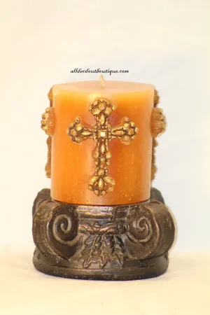 Pillar Candle Holder | 3"x 1/2" x 6" Ceramic Sandoval