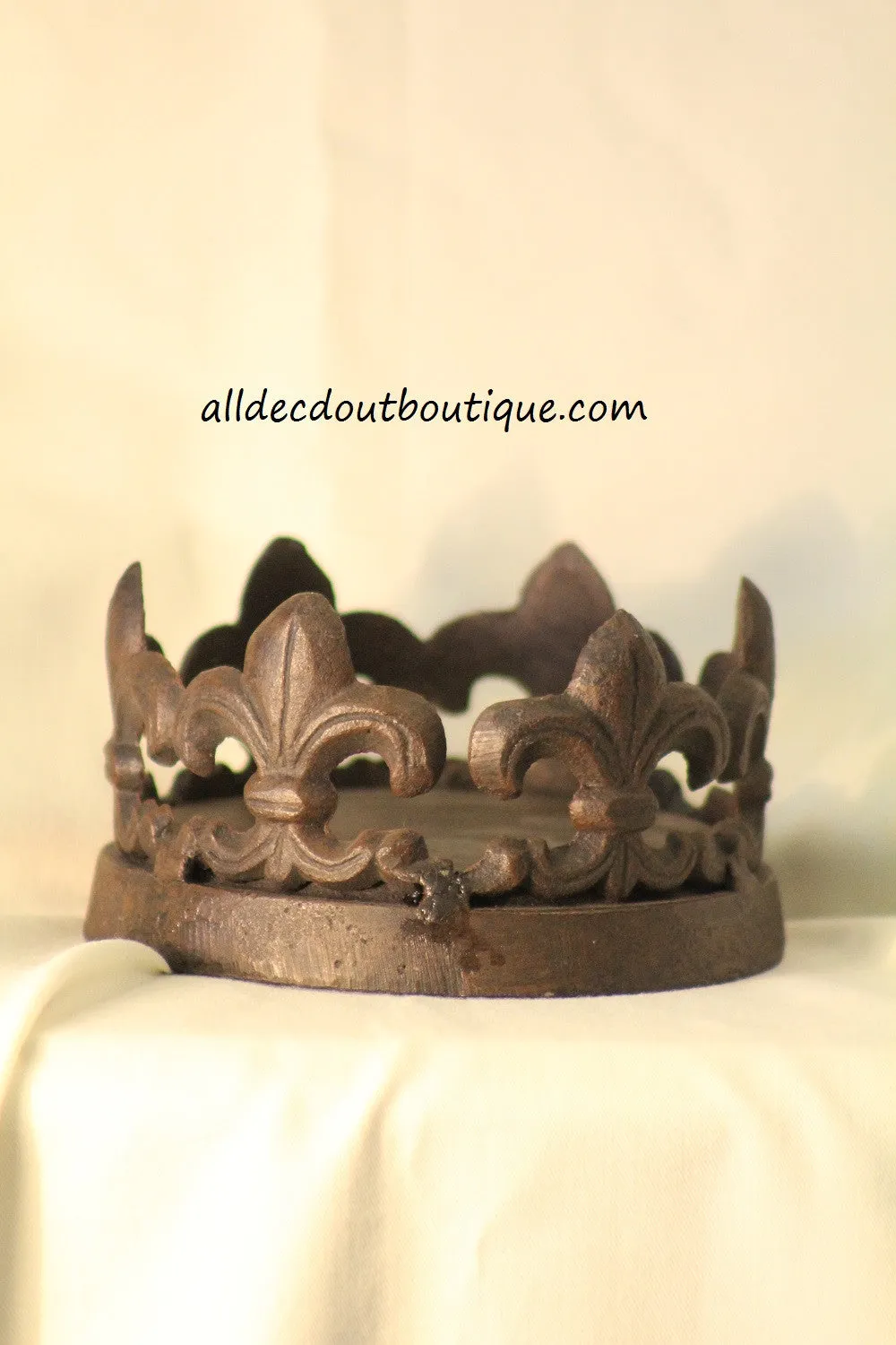 Pillar Candle Holder | 3"x 1.5" x 5" Iron Fleur De Lis