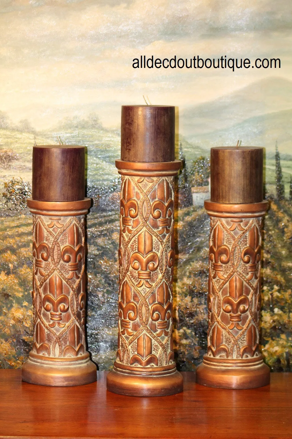 Pillar Candle Holder | Decorative Fleur De Lis