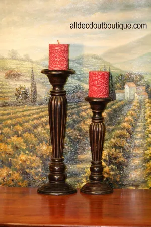 Pillar Candle Holder | "Fitz and Floyd" Pair (2)