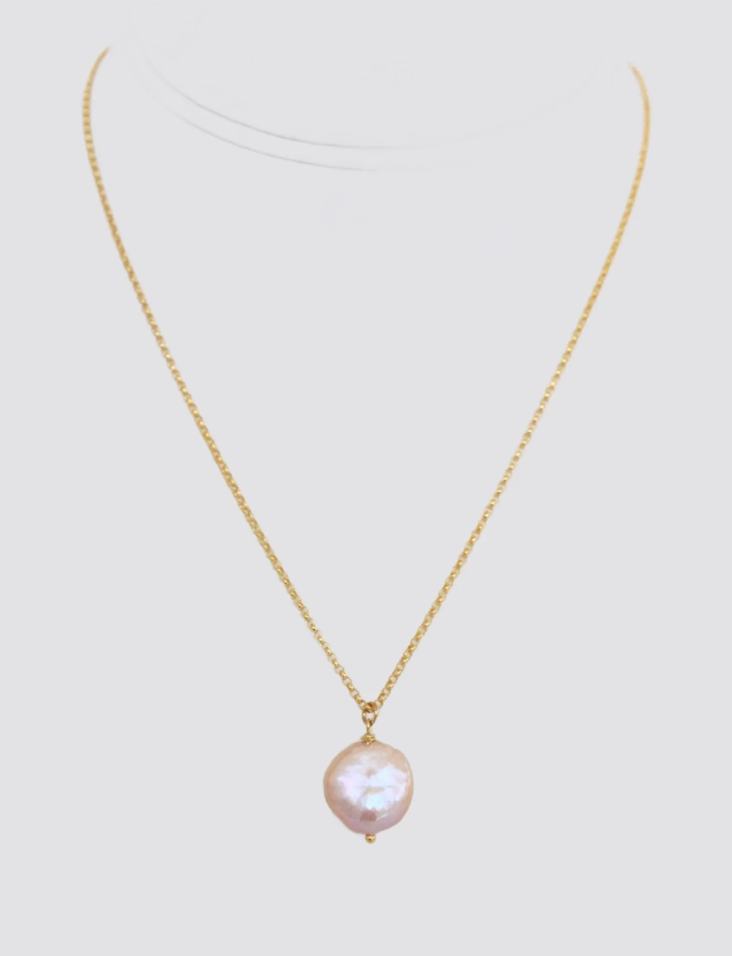 Pink Coin Pearl Necklace