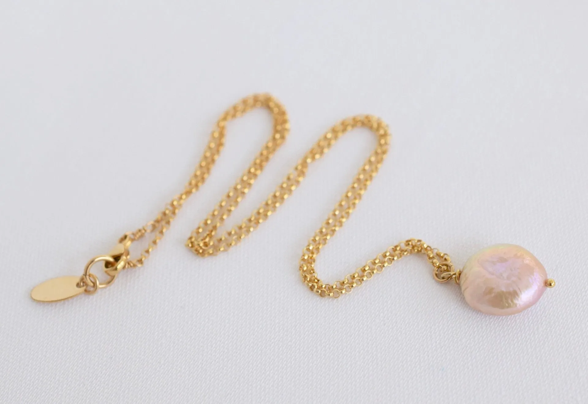 Pink Coin Pearl Necklace