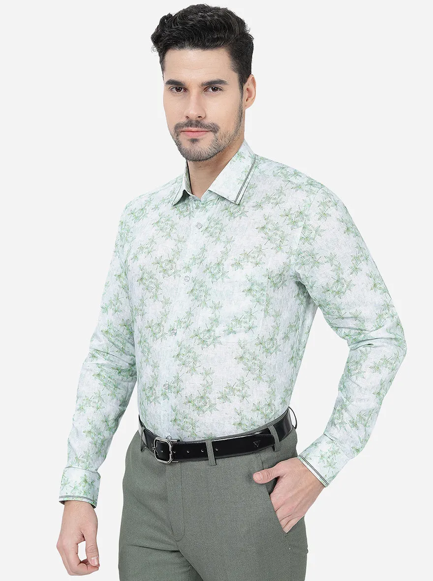 Pista Green Printed Slim Fit Party Wear Shirt | JB Studio