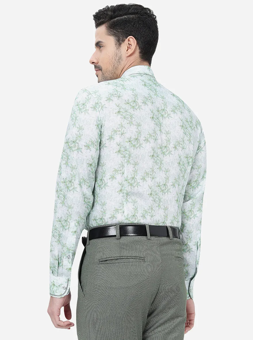 Pista Green Printed Slim Fit Party Wear Shirt | JB Studio